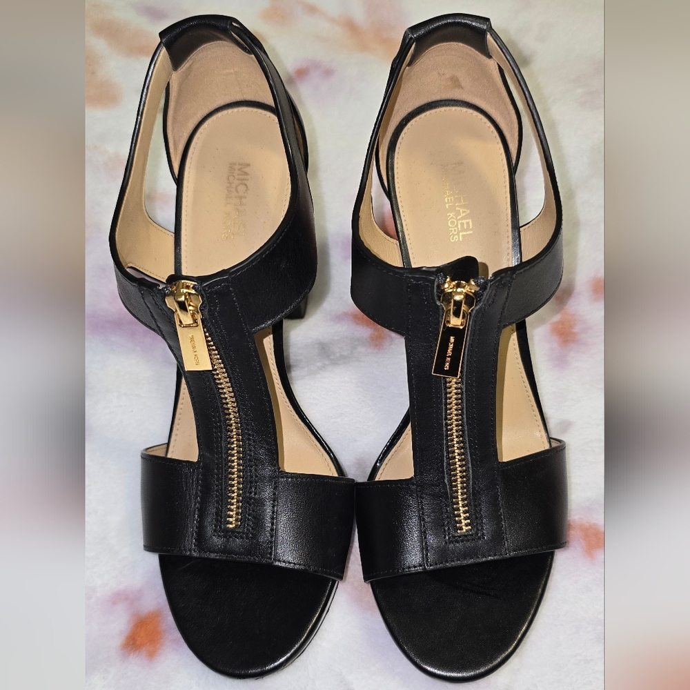Michael Kors Black Leather Sandals
